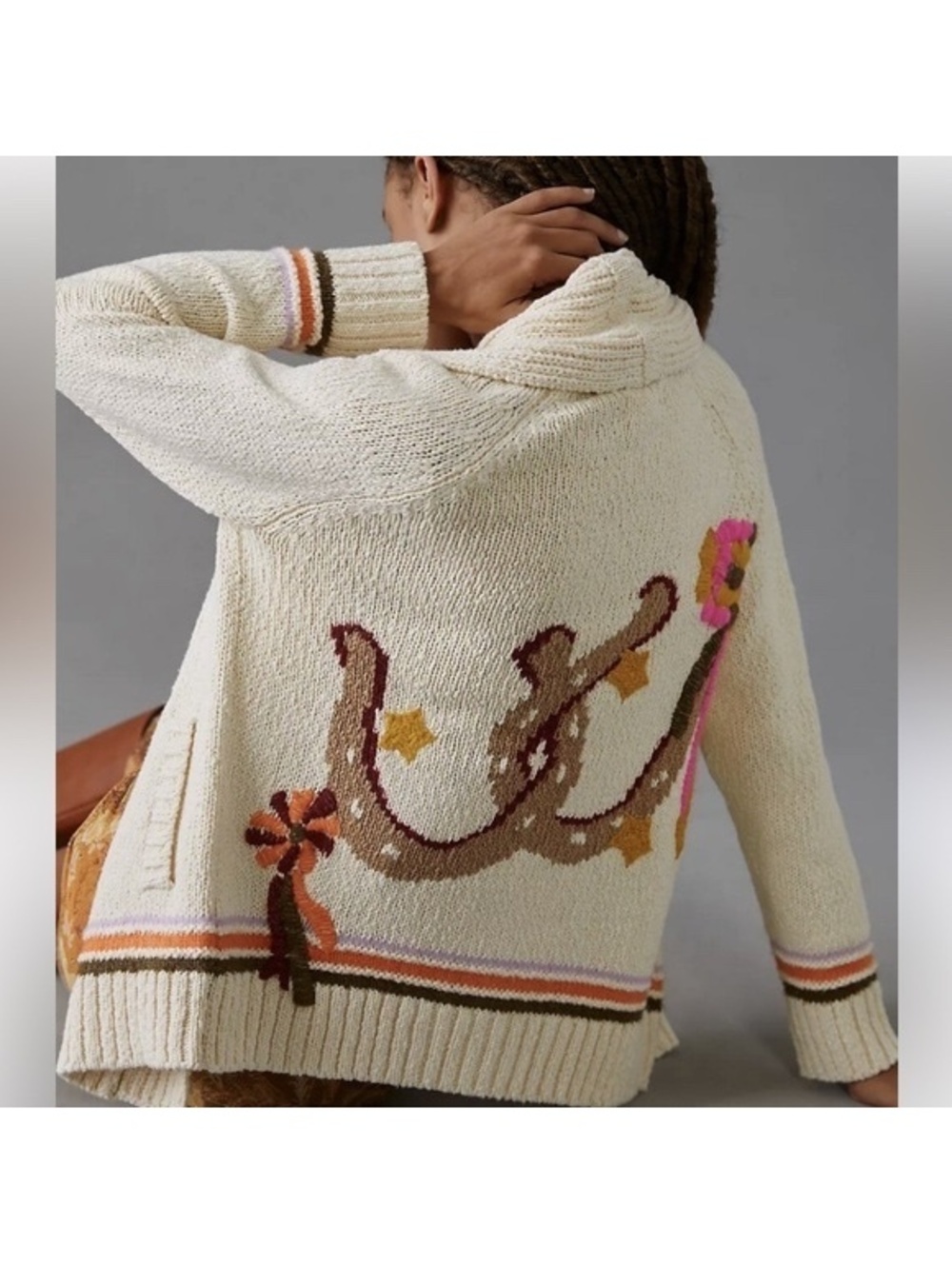 Anthropologie Maeve Duffel Horseshoe Cardigan XL